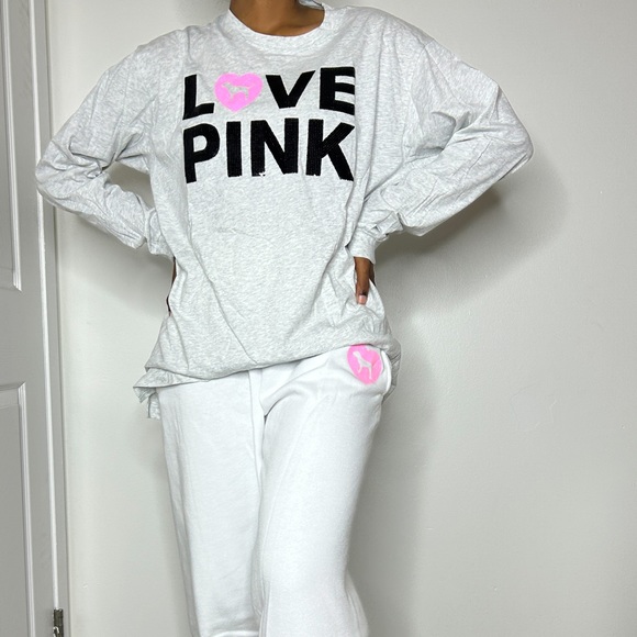 PINK Originals Limited Edition Long Sleeve Grey Sequins Tee (NWT) - Picture 8 of 11